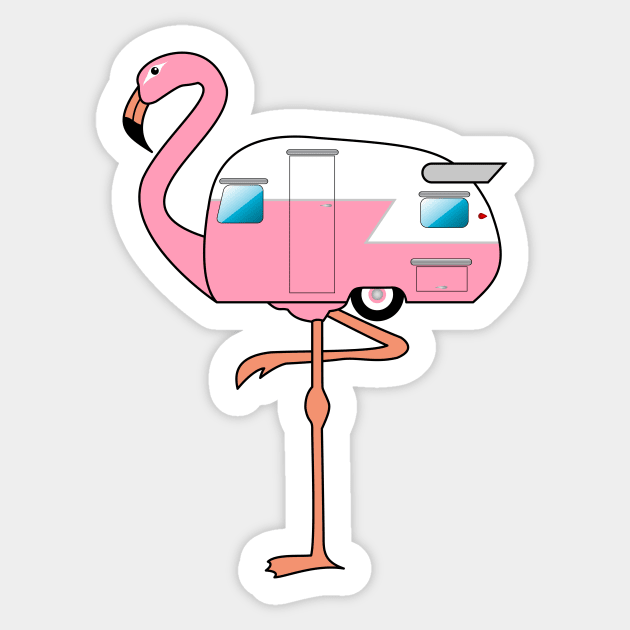 Flamingo Camper Sticker by brkgnews